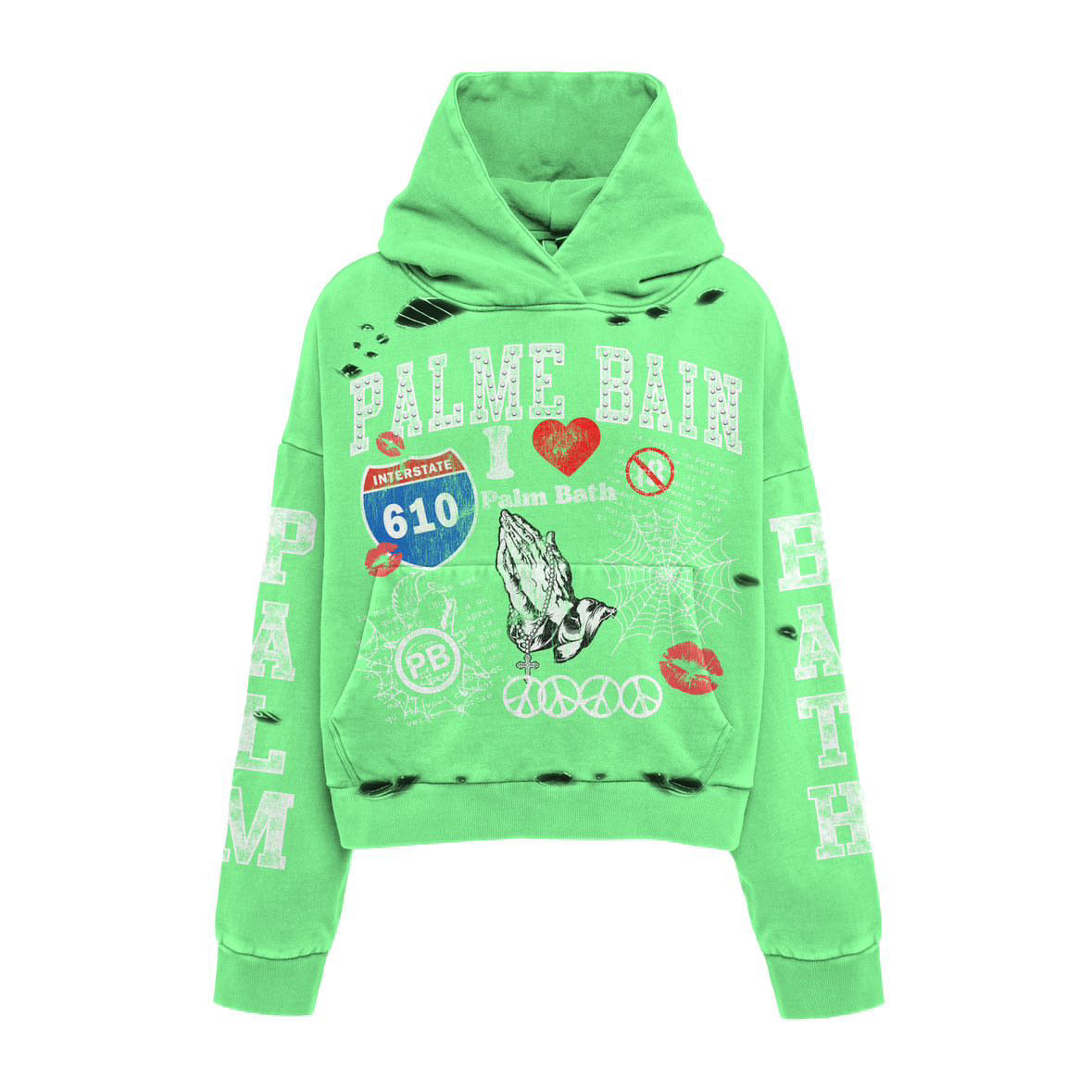 GREEN PALME BAIN HOODIE